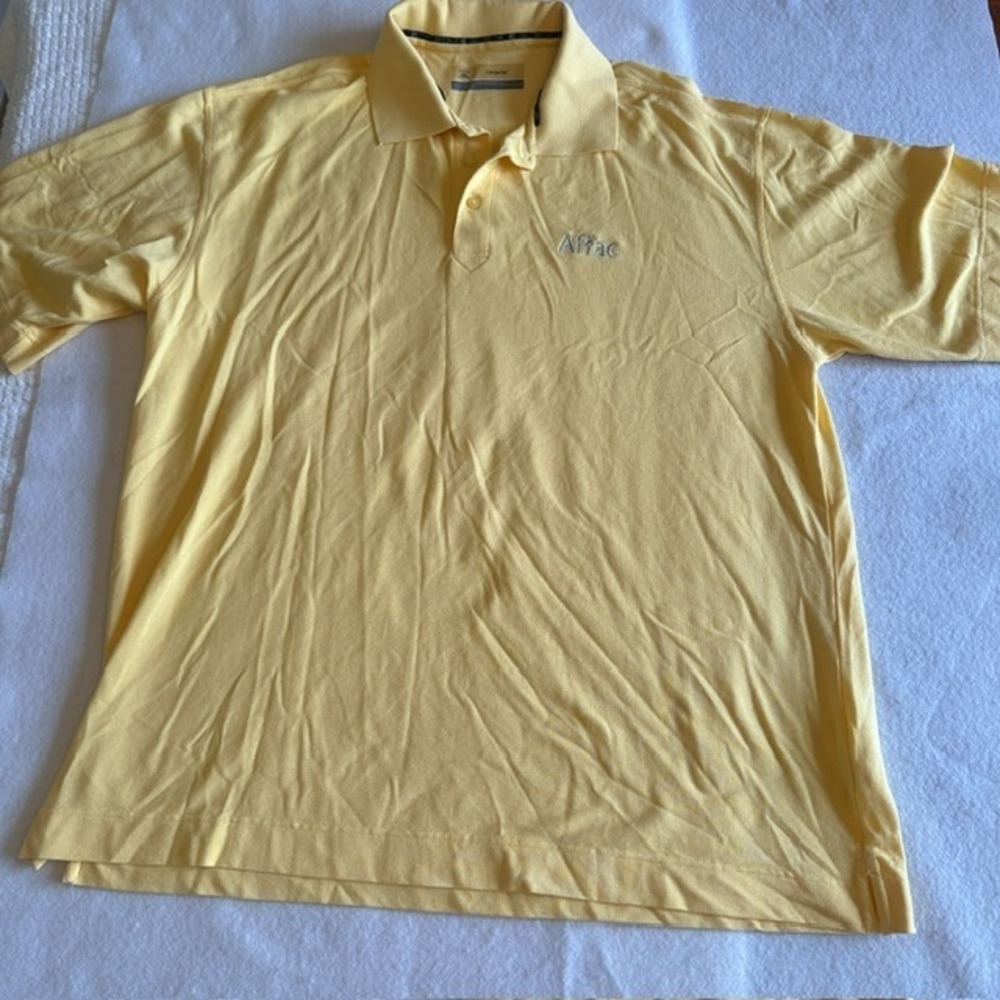 Cutter Buck Polo Shirt Men XXL Yellow CB DryTec Aflac Golf Moisture Wicking